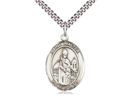 Bliss St Walter of Pontnoise Pewter Oval Medal Necklace