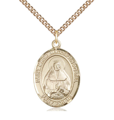 14kt Gold Filled Marie Magdalen Postel Pendant on a 18 inch Gold Filled Heavy Curb Chain, Bliss Manufacturing