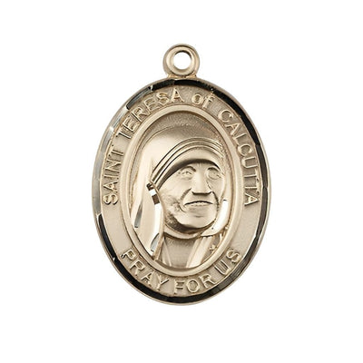 Large 14kt Gold Saint Teresa of Calcutta Pendant, Measures 1-inch tall by 3/4-inch wide, Bliss Manufacturing