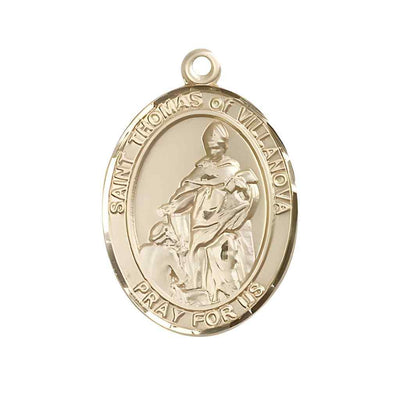 Large St Thomas of Villanova 14kt Gold Oval Medal Only, Bliss Manufacturing