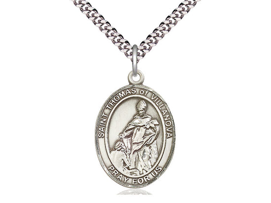 Bliss St Thomas of Villanova Sterling Silver Oval Medal Necklace