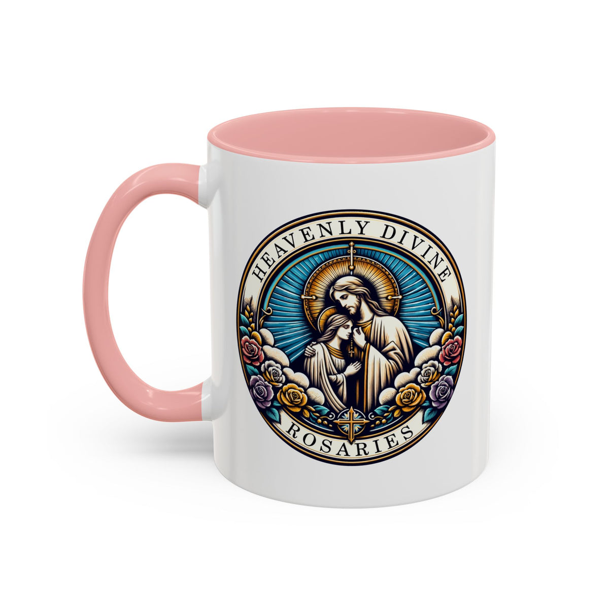 Heavenly Divine Rosaries Logo Coffee Cup 11oz Cereamic Accent Color Mug