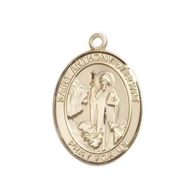 Large Saint Anthony of Egypt 14kt Gold Oval Medal Pendant comes in Deluxe Gift Box | Bliss Manufacturing
