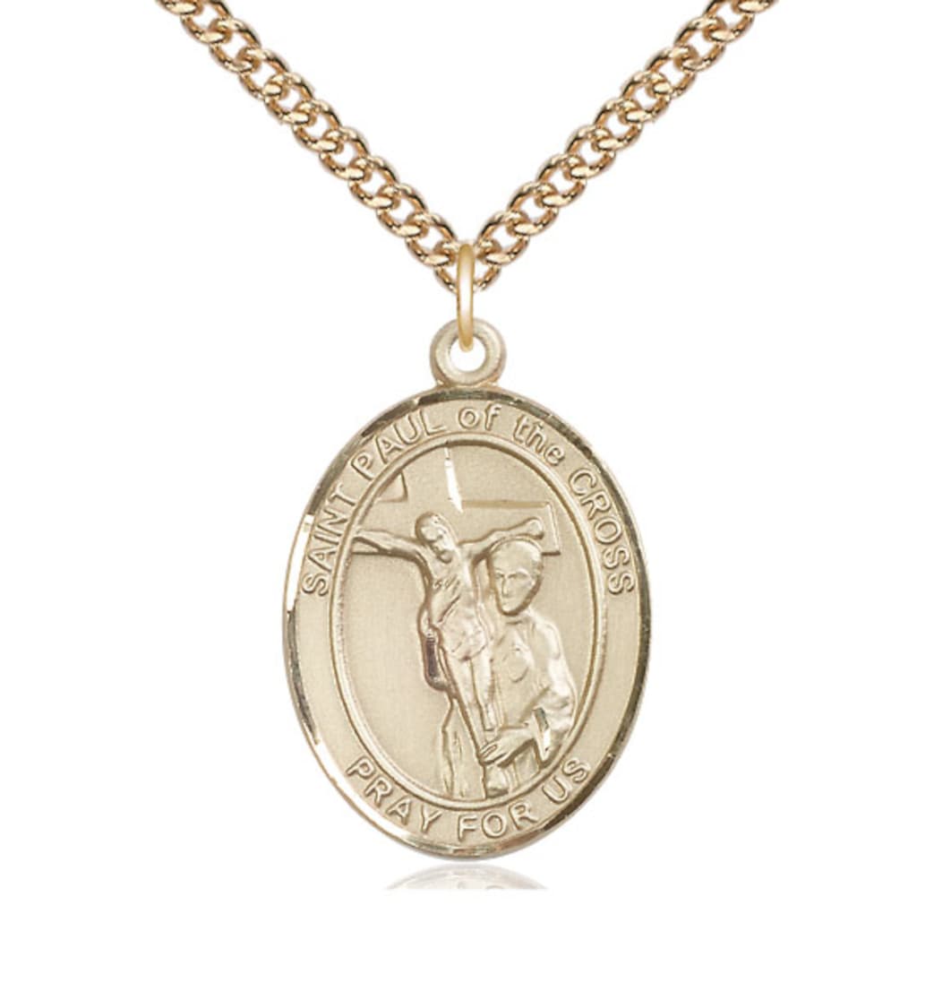 Bliss Large 14Kt Gold Filled St. Paul of the Cross on a Gold Plate Light Curb Chain,