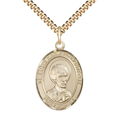 St. Louis Marie de Montfort Gold-filled Oval Engravable Medal, Bliss Manufacturing