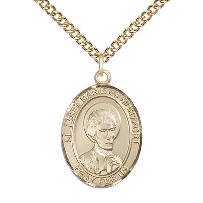 St. Louis Marie de Montfort Gold-filled Oval Engravable Medal (view 2), Bliss Manufacturing
