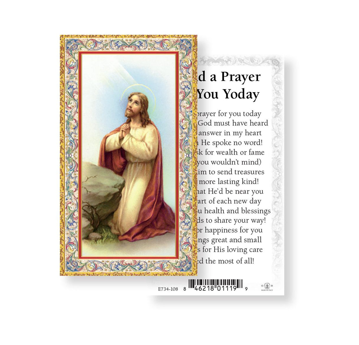 I Said A Prayer For You Today Gold Embossed Paper Holy Card