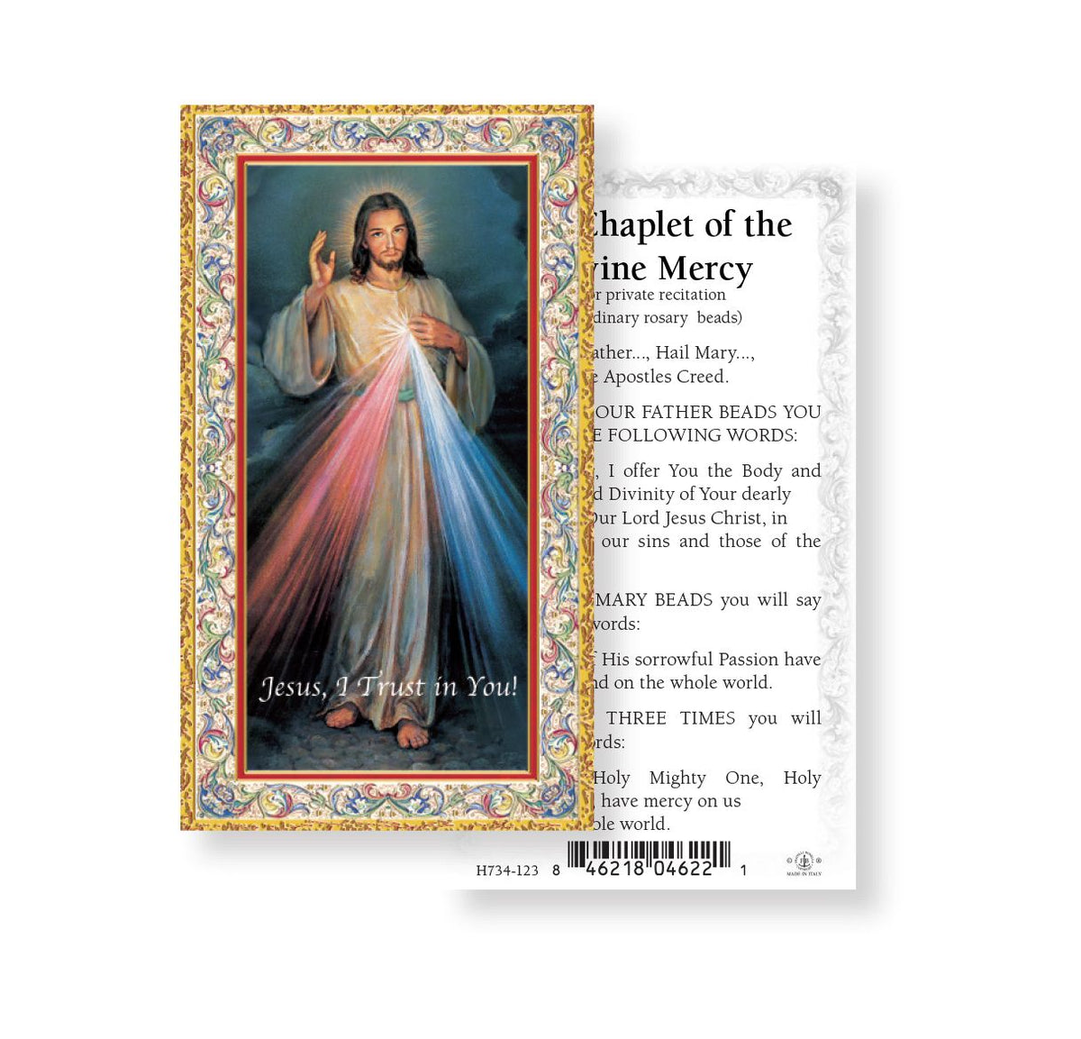 Italian Catholic art with Chaplet of the Divine Mercy Holy Cards 100pcs by Fratelli Bonella,