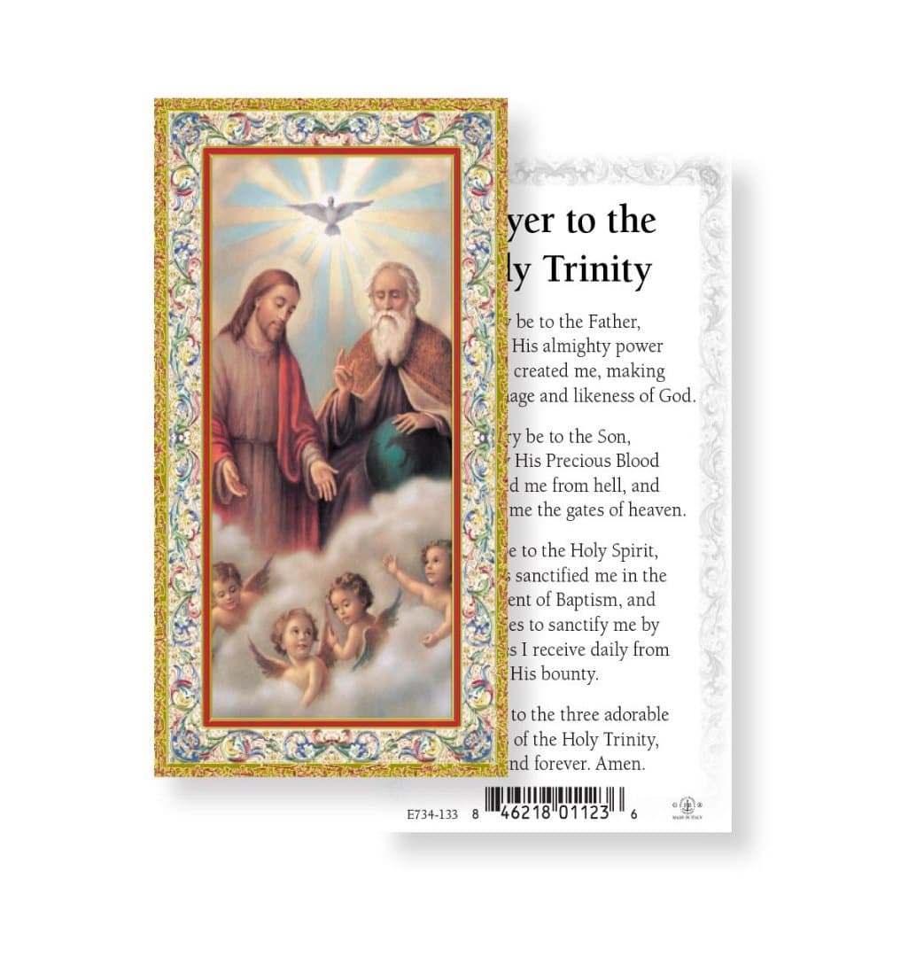 Prayer To Holy Trinity Gold Embossed Paper Holy Card