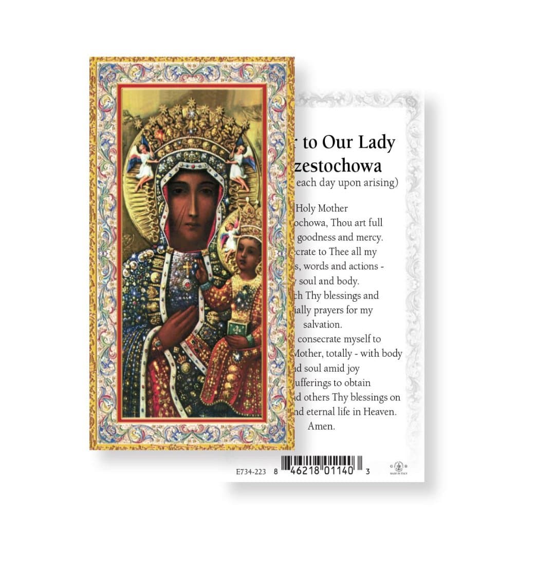 Prayer to Our Lady of Czestochowa</span> Gold Embossed Paper Holy Cards,