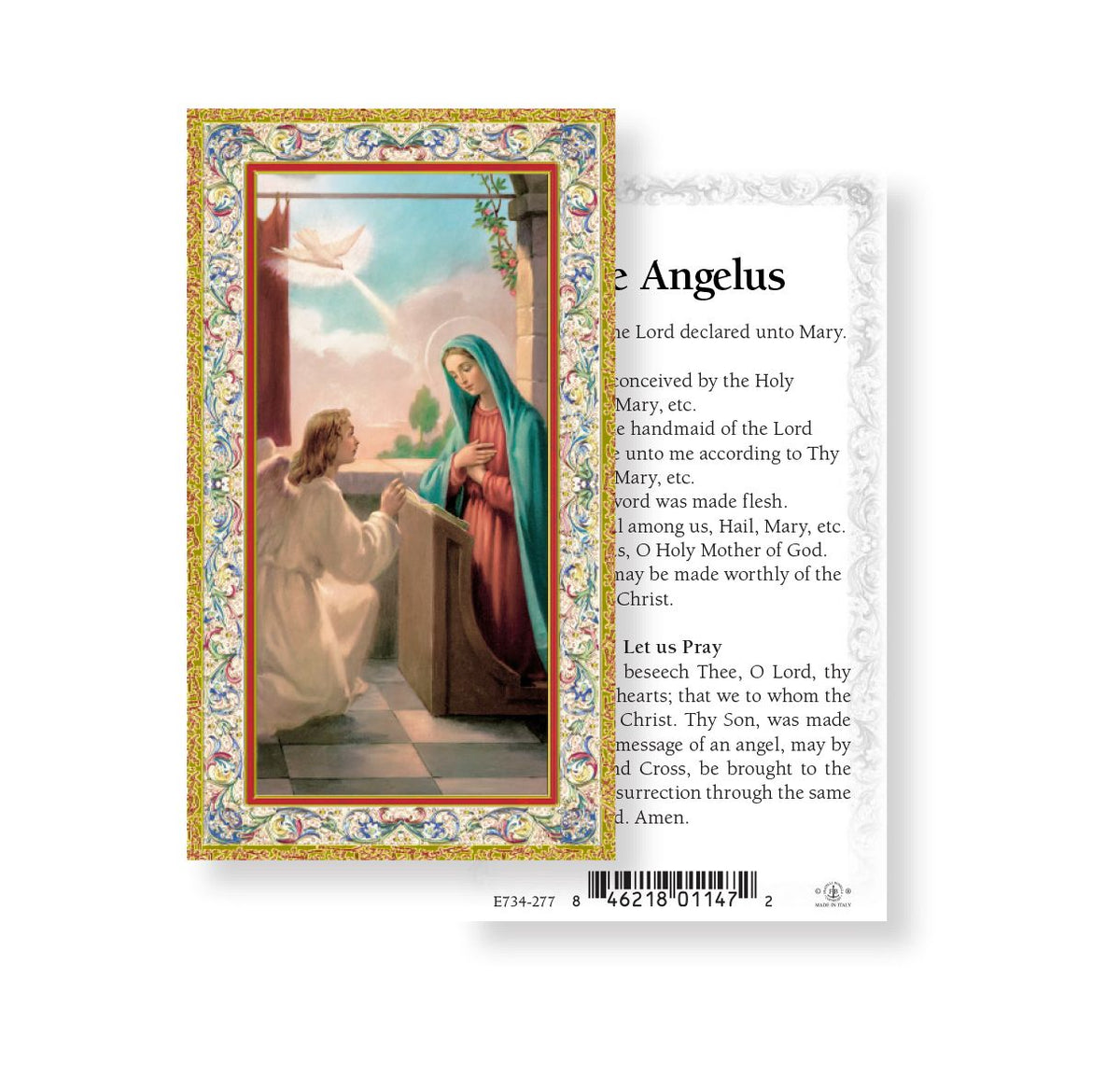 The Angelus Prayer Gold Embossed Paper Holy Card,