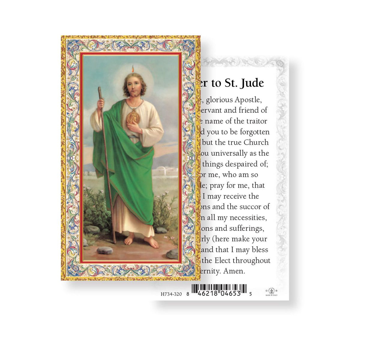 Saint Jude Thaddeus Gold Embossed Paper Holy Card