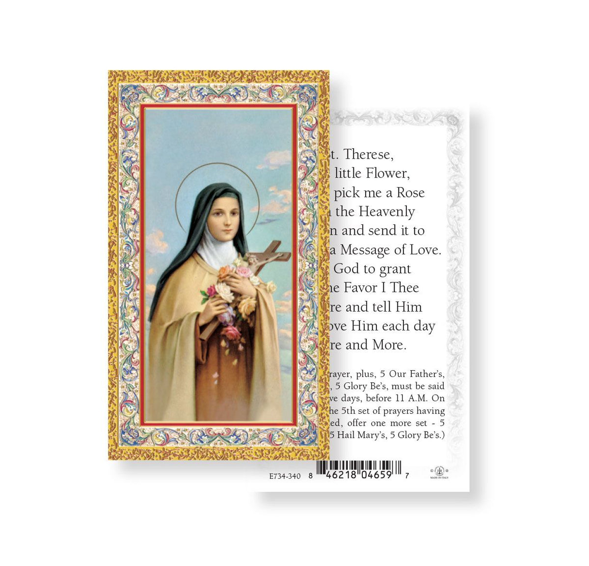 St Theresa Pick Me a Rose Holy Cards 100pcs by Fratelli Bonella