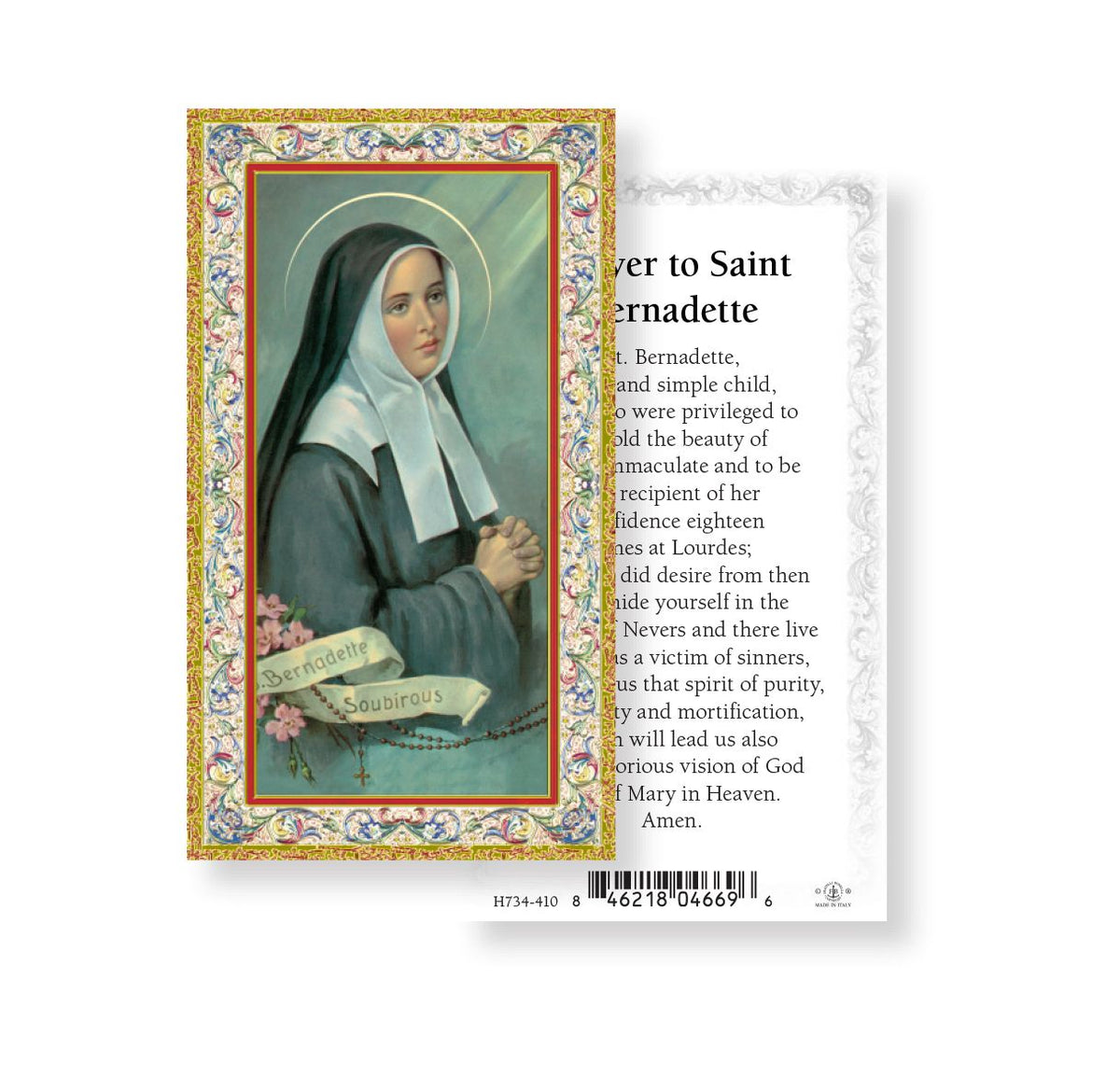 Saint Bernadette Prayer Holy Cards