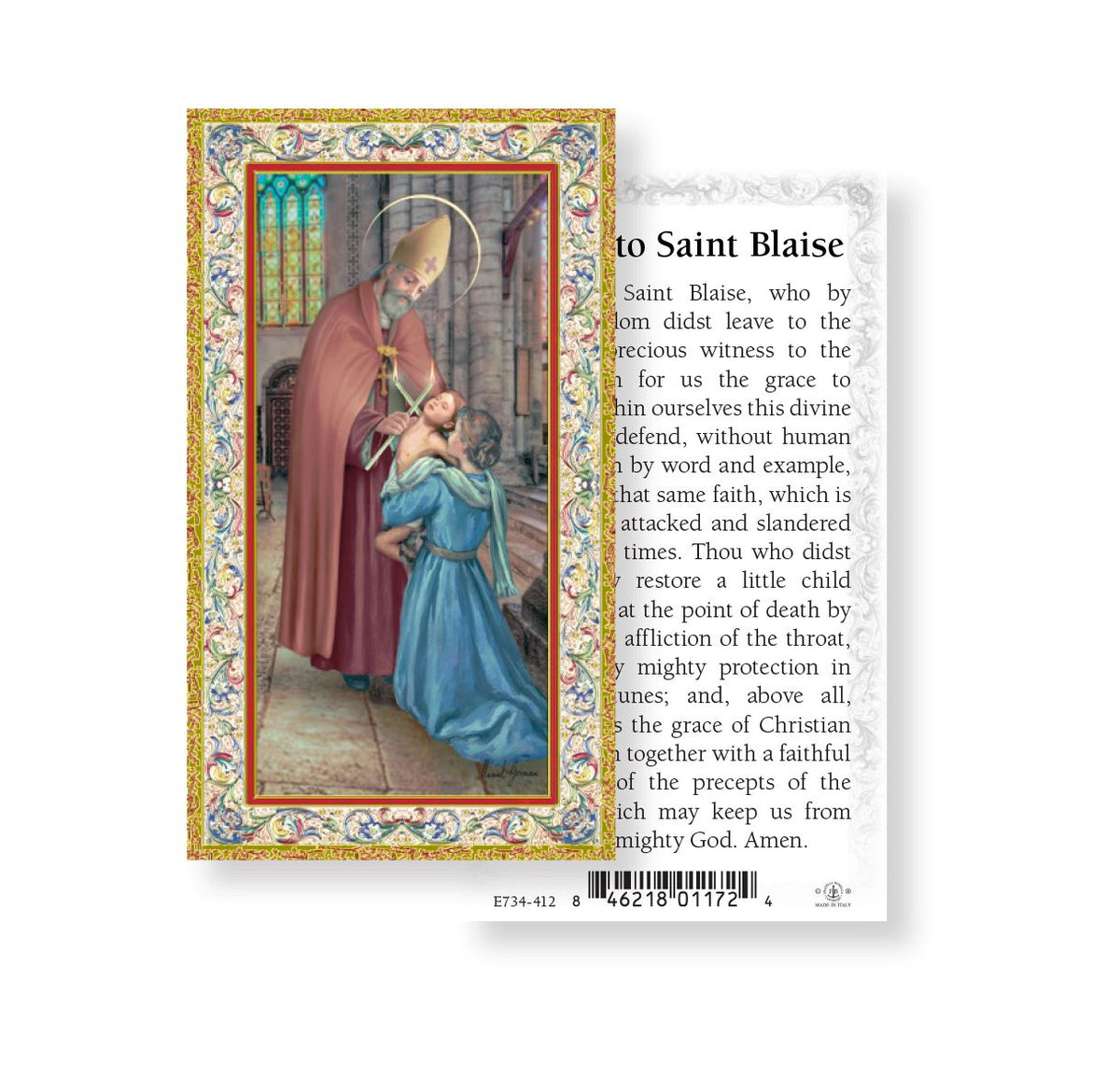 Saint Blaise Prayer Holy Cards