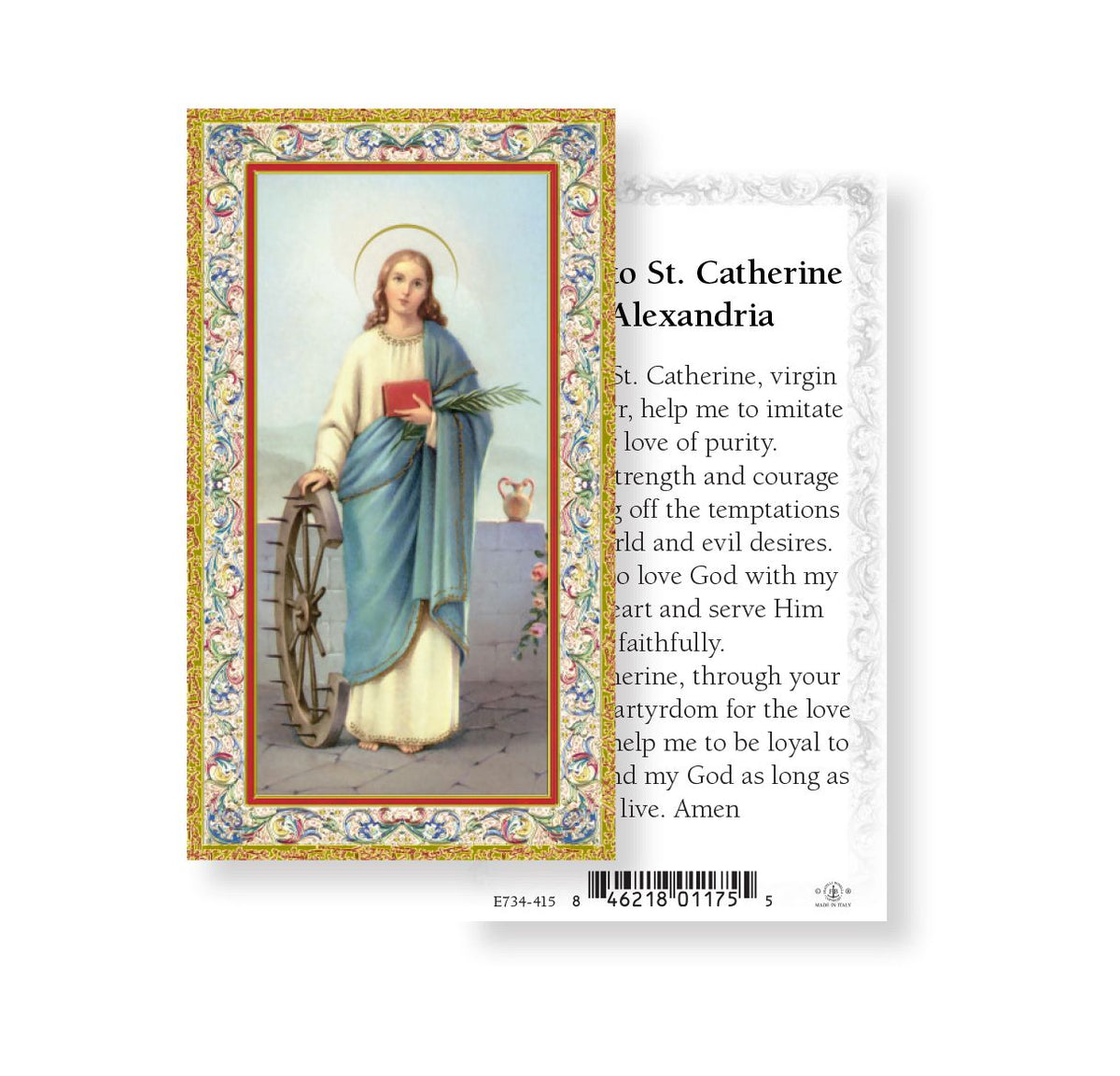 Saint Catherine of Alexandria Prayer Holy Cards 100pcs