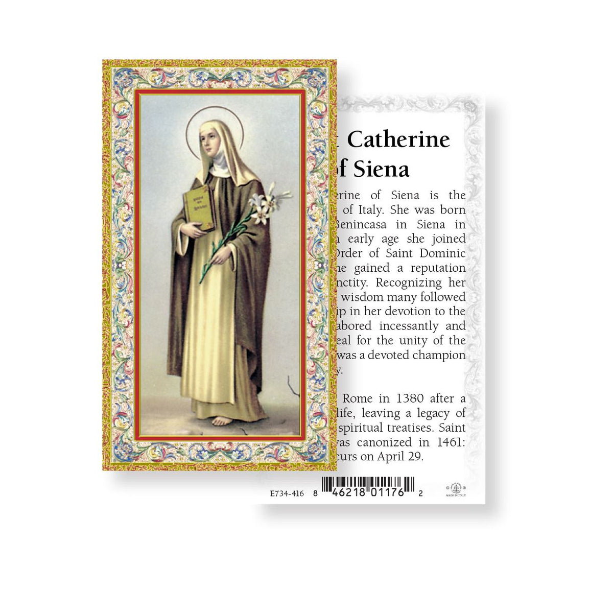 Saint Catherine of Siena Prayer Holy Cards 100pcs