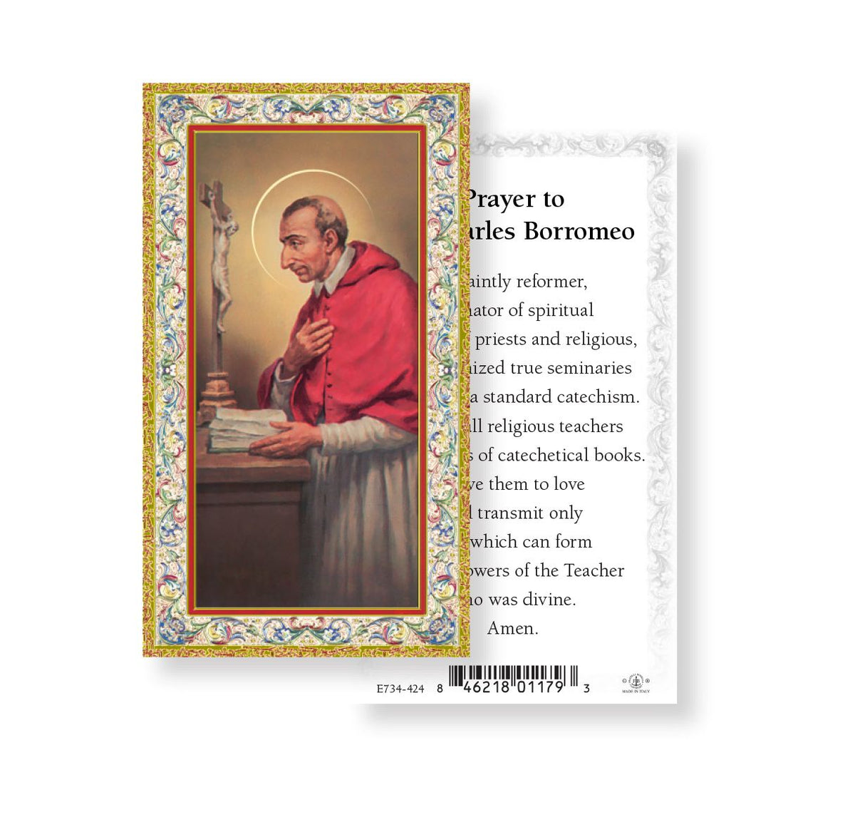 Saint Charles Borromeo Prayer Holy Cards 100pcs by Fratelli Bonella