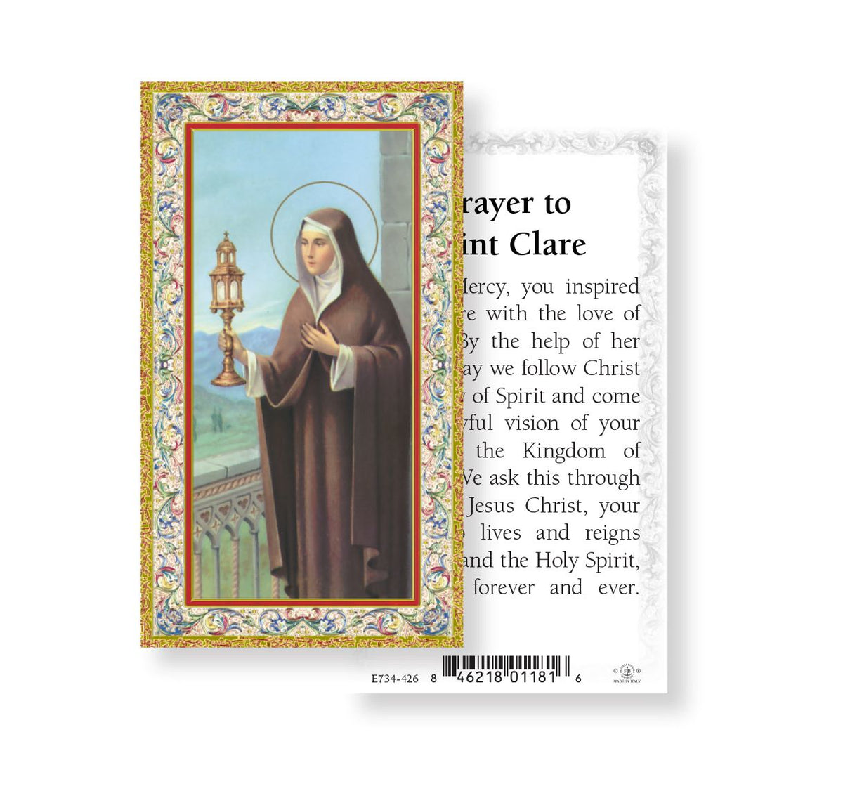 Saint Clare of Assisi Prayer Holy Cards 100pcs