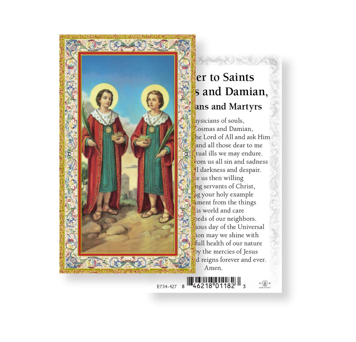 St Cosmos and St Damian Prayer Holy Cards 100pcs