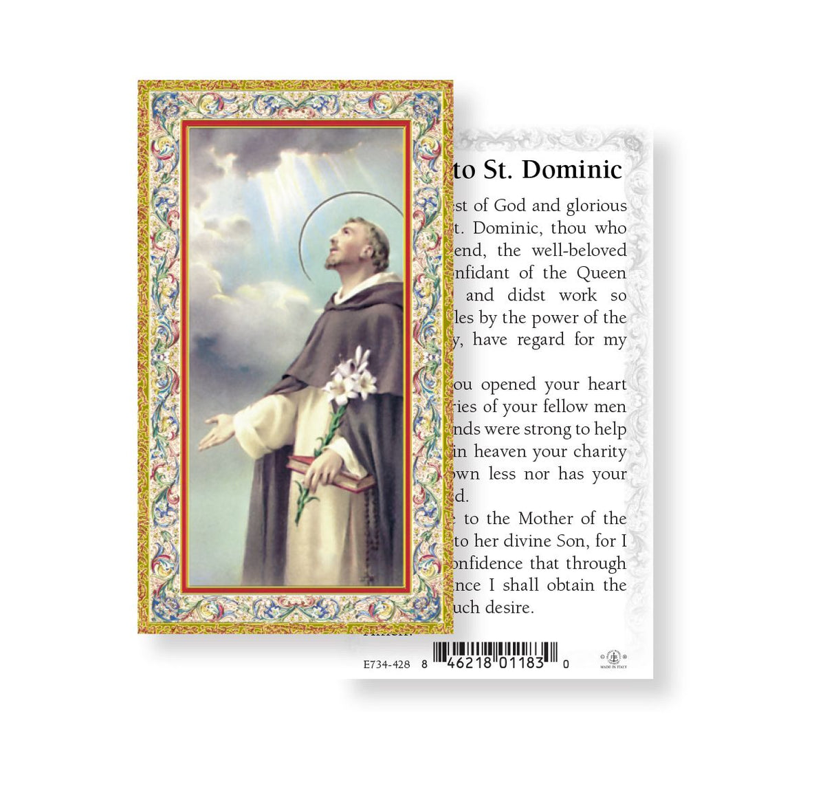 Saint Dominic de Guzman Prayer Holy Cards 100pcs