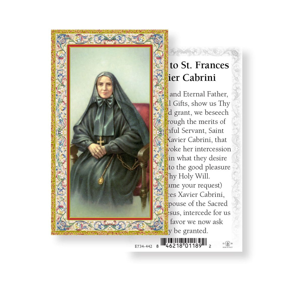 Saint Francis Cabrini Prayer Holy Cards 100pcs