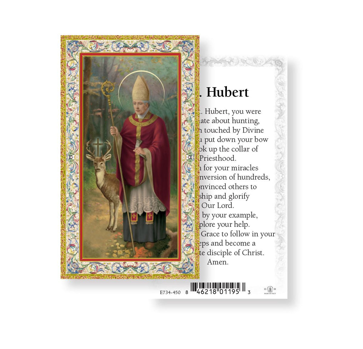 St Hubert of Liege Prayer Holy Cards 100pcs by Fratelli Bonella