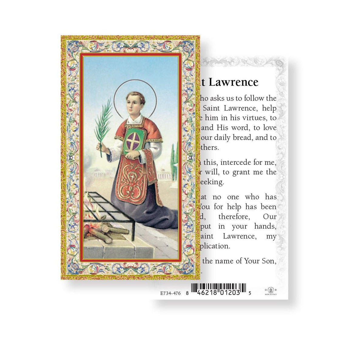 Saint Lawrence Prayer Holy Cards 100pcs by Fratelli Bonella