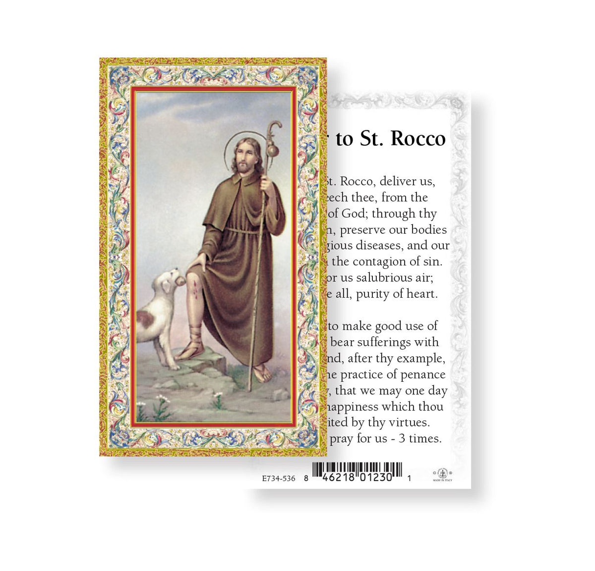 Saint Rocco Prayer Holy Cards 100pcs,