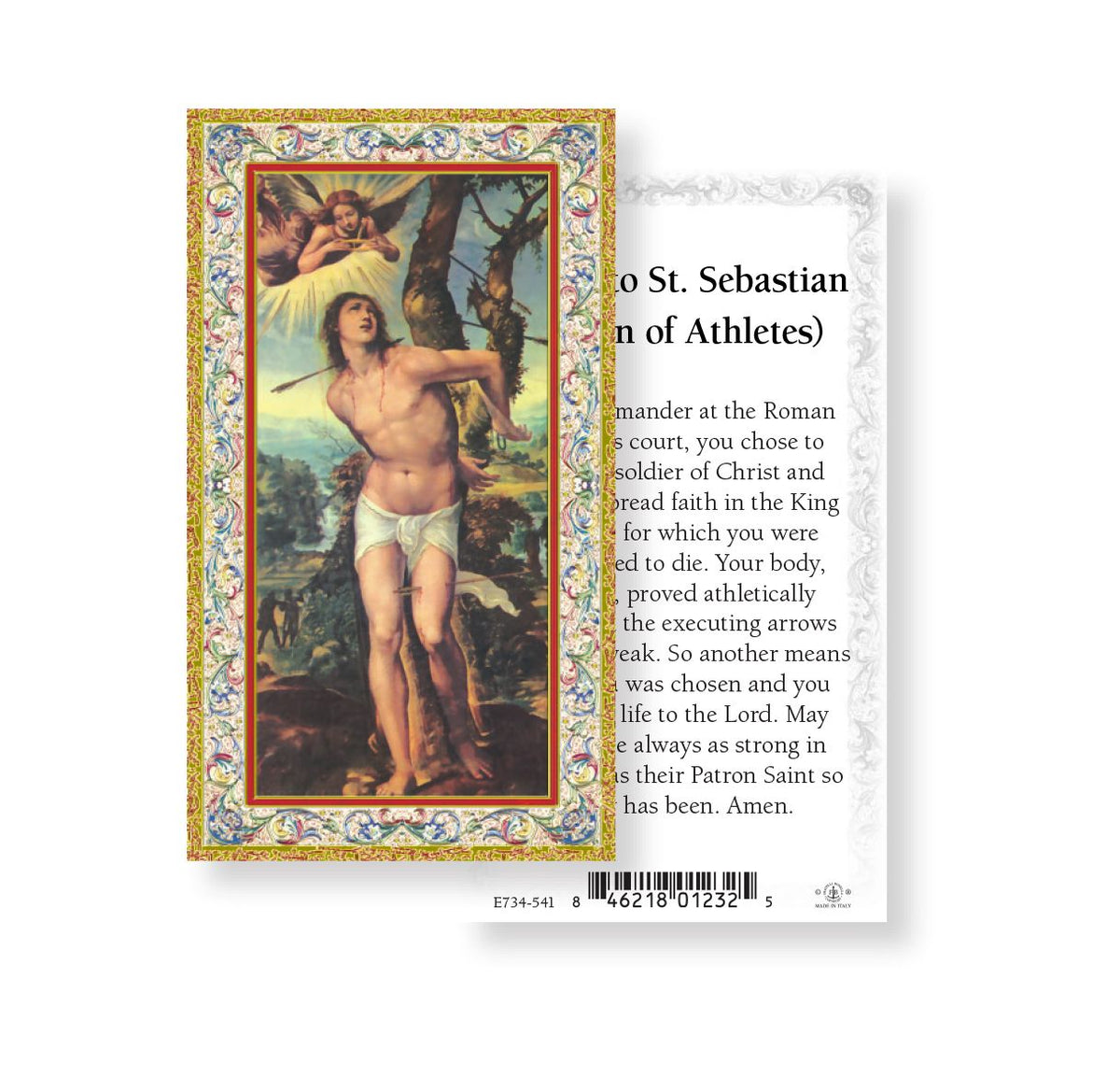 St Sebastian Gold Embossed Paper Holy Cards