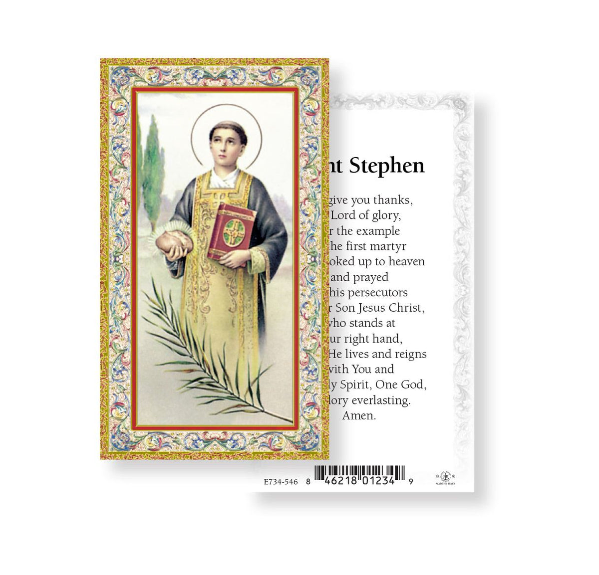 Saint Stephen Prayer Holy Cards 100pcs by Fratelli Bonella