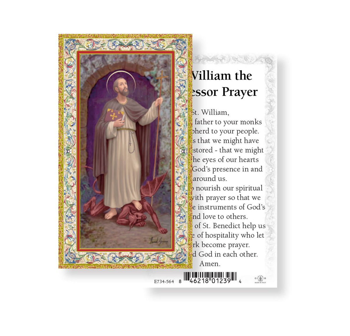 Saint William of Rochester Prayer Holy Cards 100pcs by Fratelli Bonella