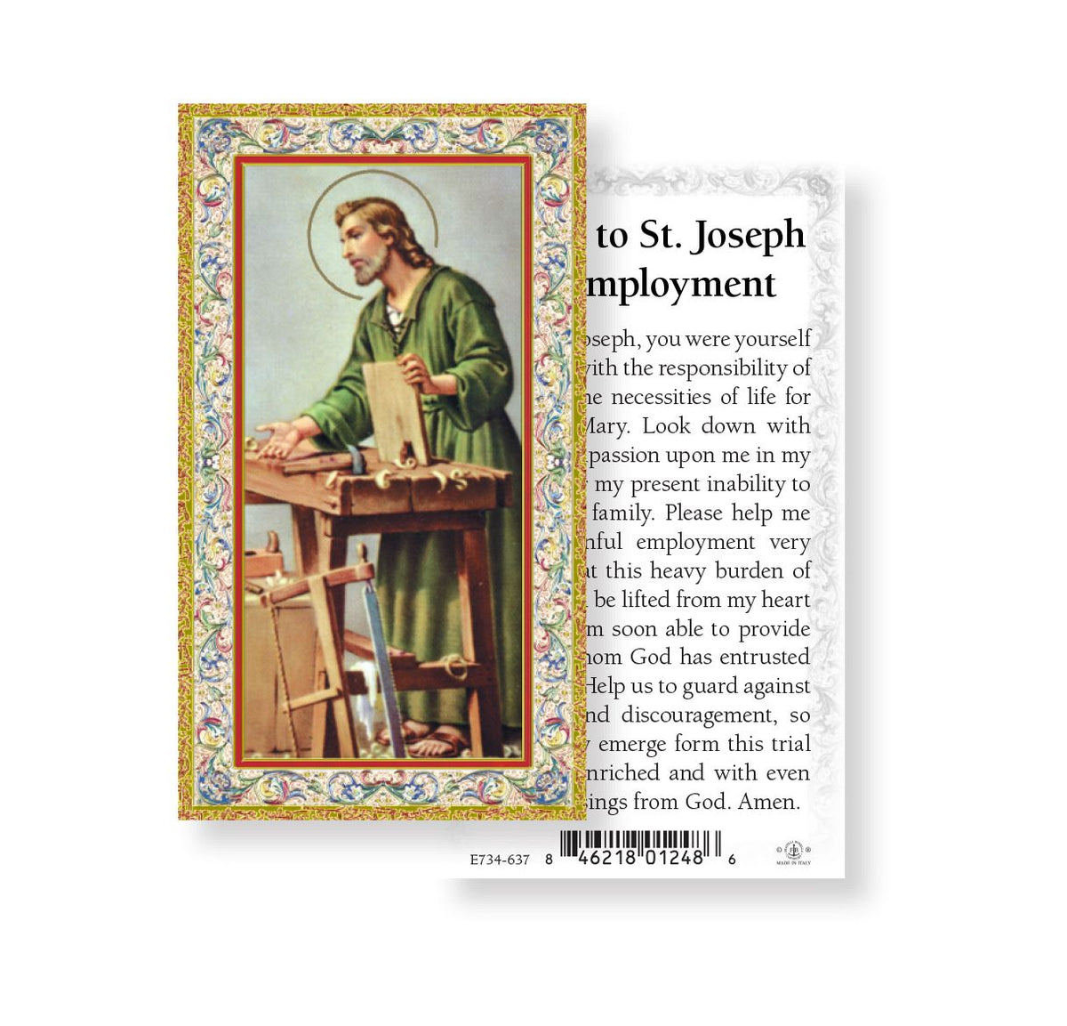 St Joseph the Worker Employment Prayer Holy Cards 100pcs