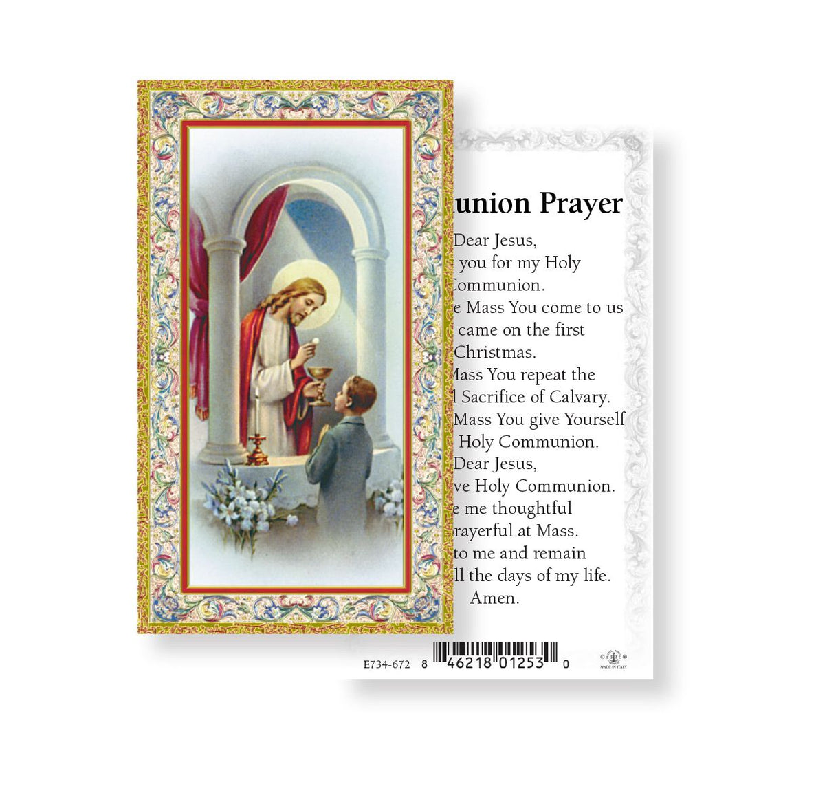 Communion with Boy Prayer Holy Cards