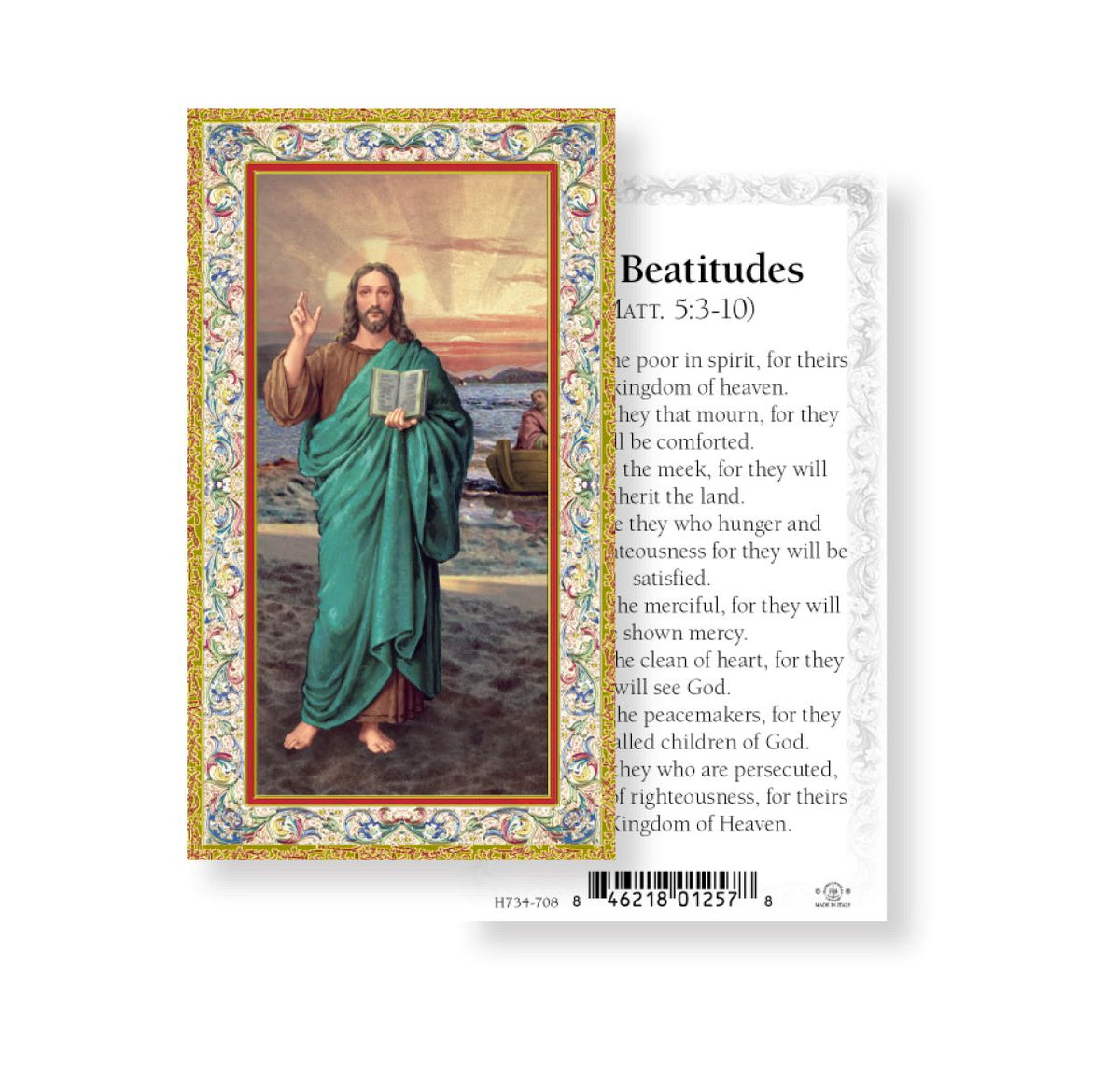 The Beatitudes Christ Blessing Prayer Holy Cards 100pcs