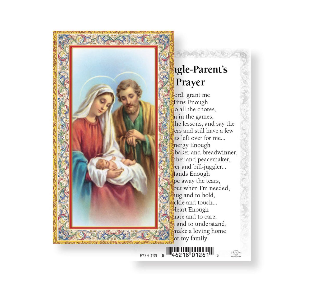 Holy Family Prayer for Single Parents Holy Cards 100pcs