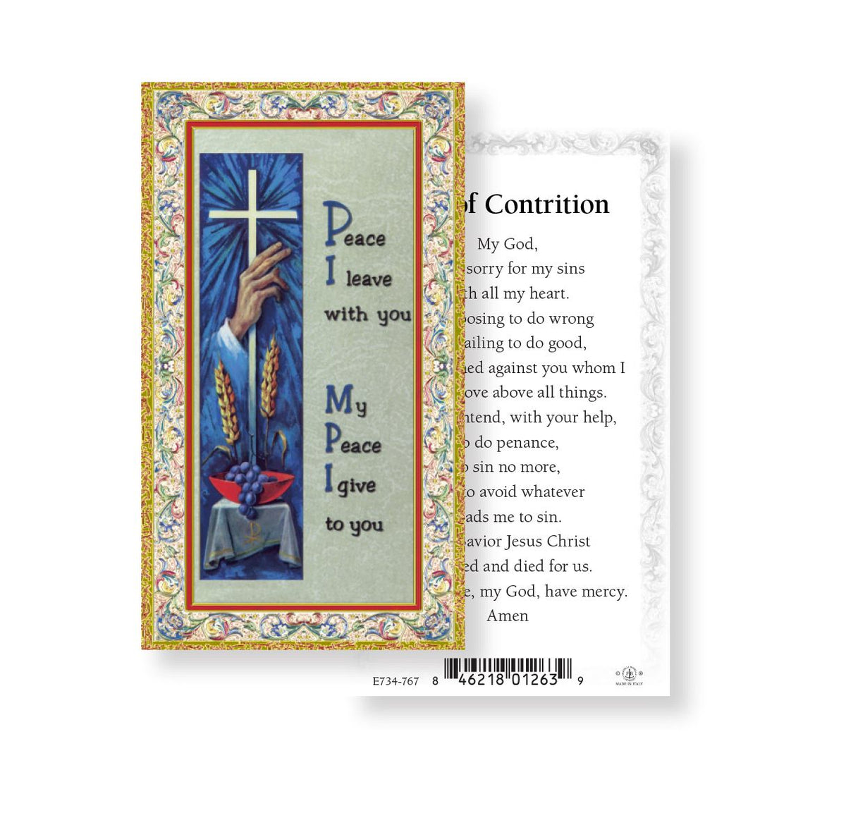 Peace I Leave You Act of Contrition Prayer Holy Cards 100pcs