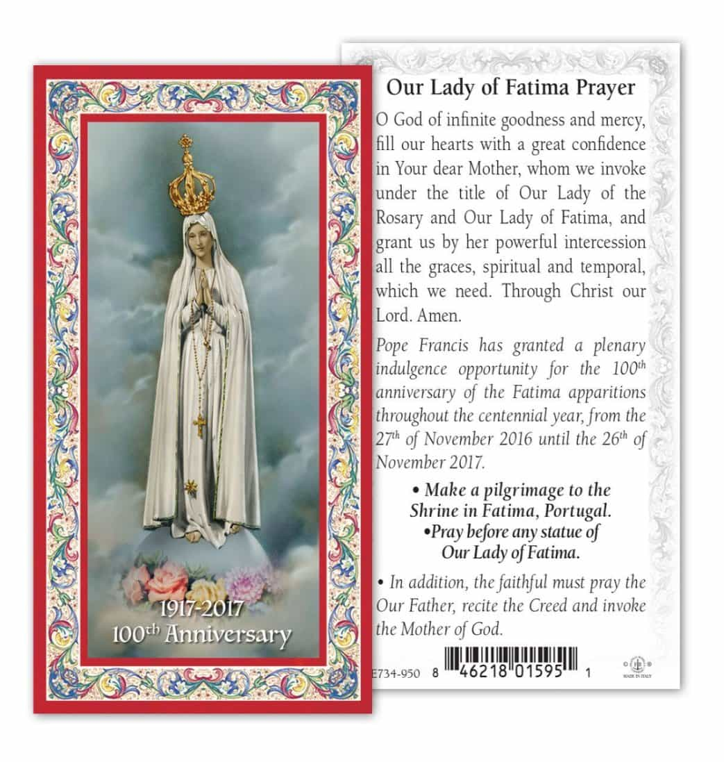 Our Lady of Fatima 100th Anniversary Prayer Holy Cards 100pcs