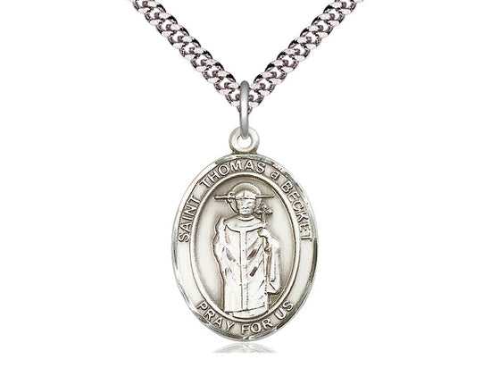 Bliss St Thomas A Becket Pewter Oval Medal Necklace