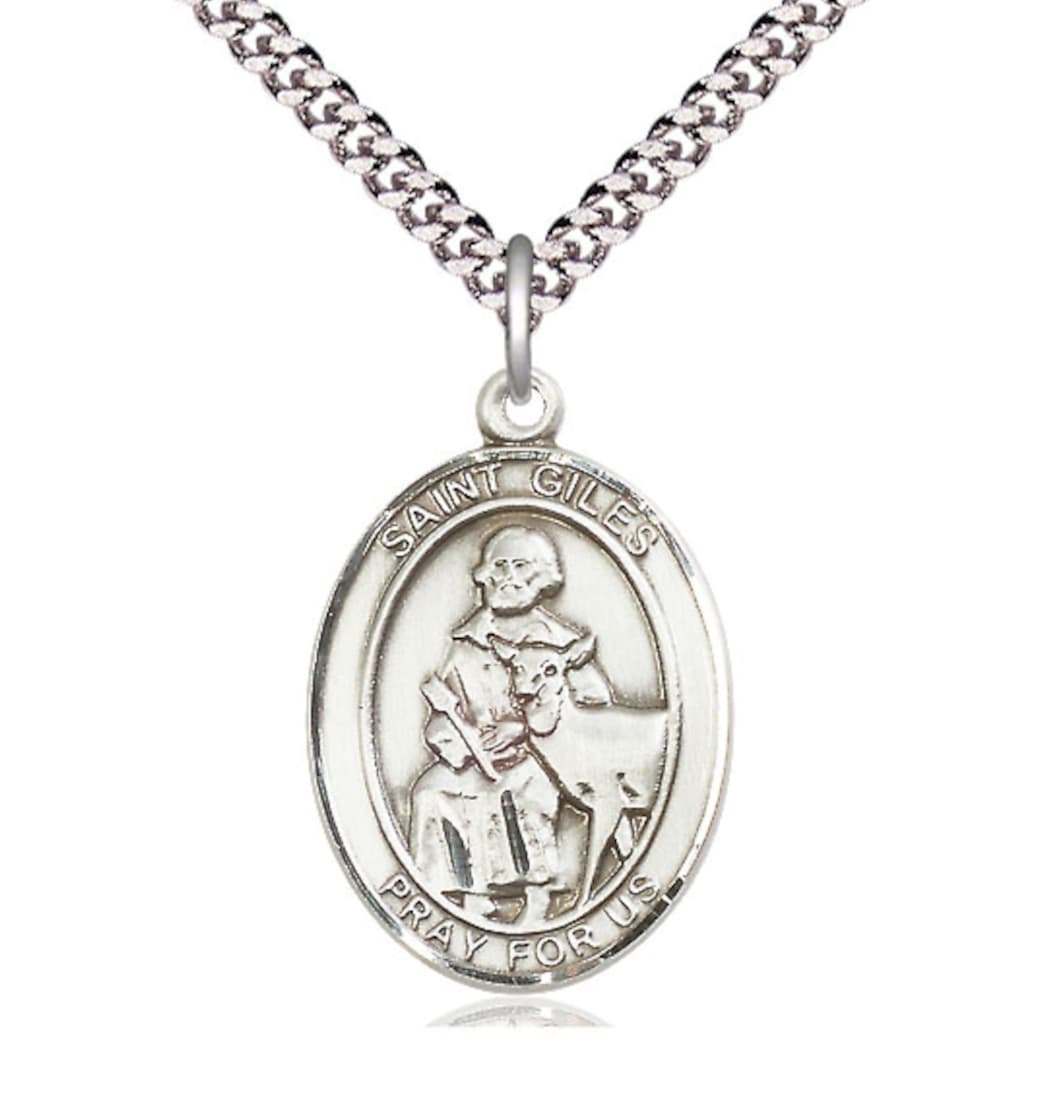 Bliss St Giles Pewter Engravable Large Oval Medal Necklace with Chain,