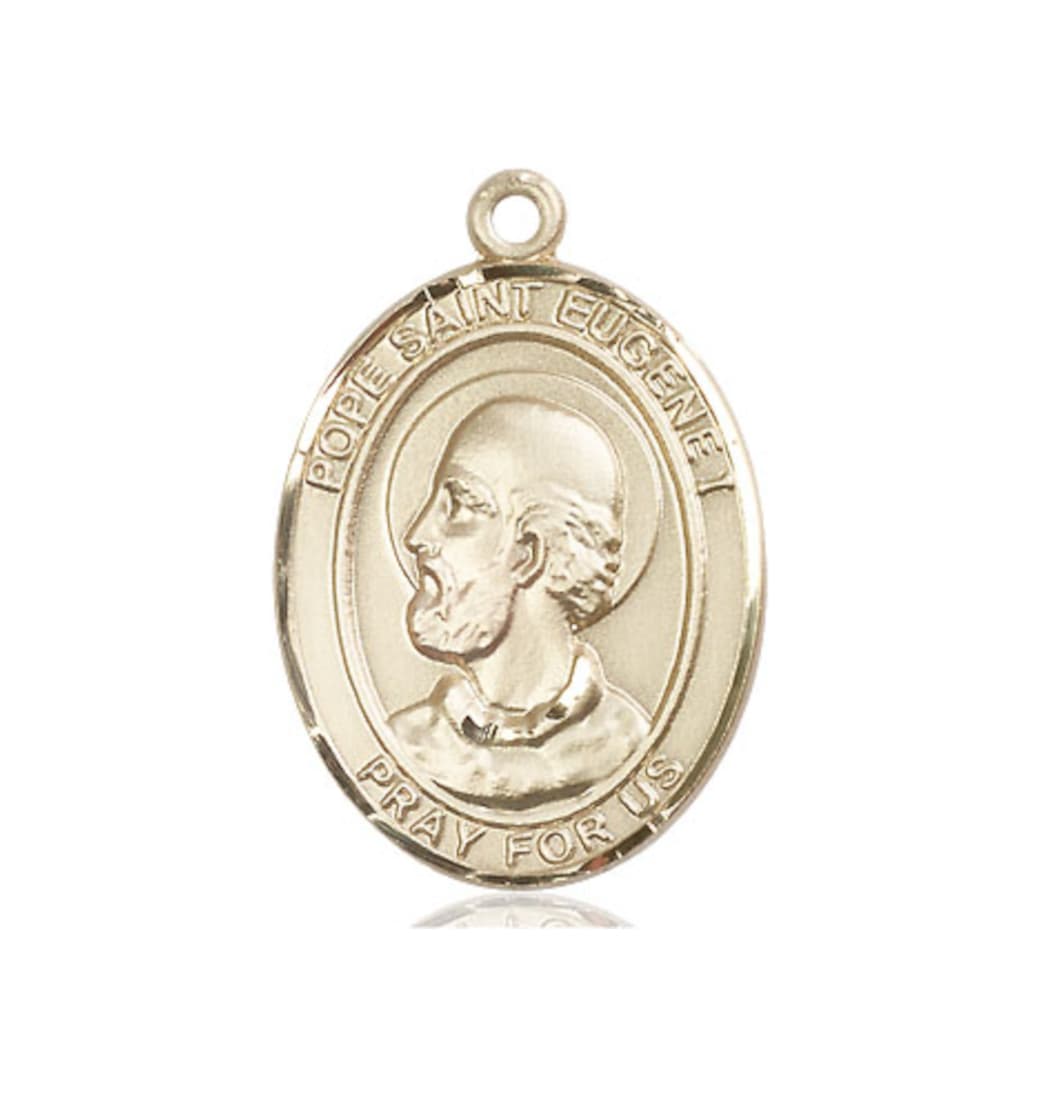 Bliss Pope St Eugene I 14kt Gold Engravable Oval Medal,