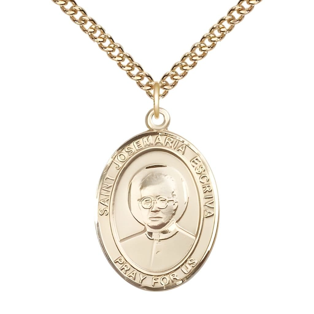 Bliss St. Josemaria Escriva Gold-filled Oval Engravable Medal view 2