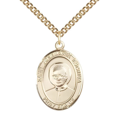 St. Josemaria Escriva Gold-filled Oval Engravable Medal view 2, Bliss Manufacturing