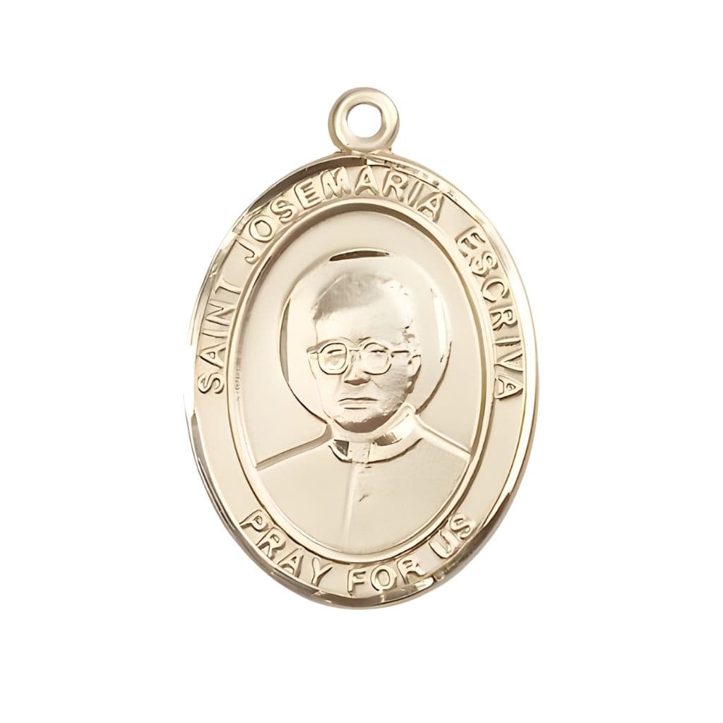 Bliss St. Josemaria Escriva 14kt Gold Oval Engravable Medal Pendant