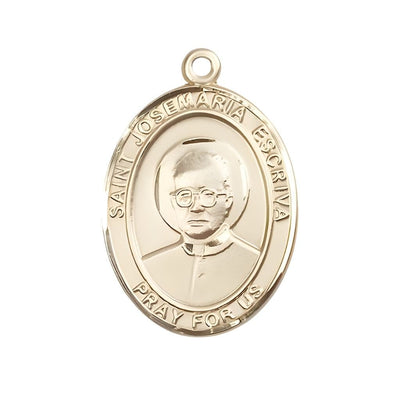 St. Josemaria Escriva 14kt Gold Oval Engravable Medal Pendant, Bliss Manufacturing