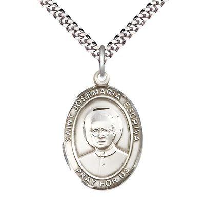 St. Josemaria Escriva Sterling Silver Oval Engravable Medal, Bliss Manufacturing