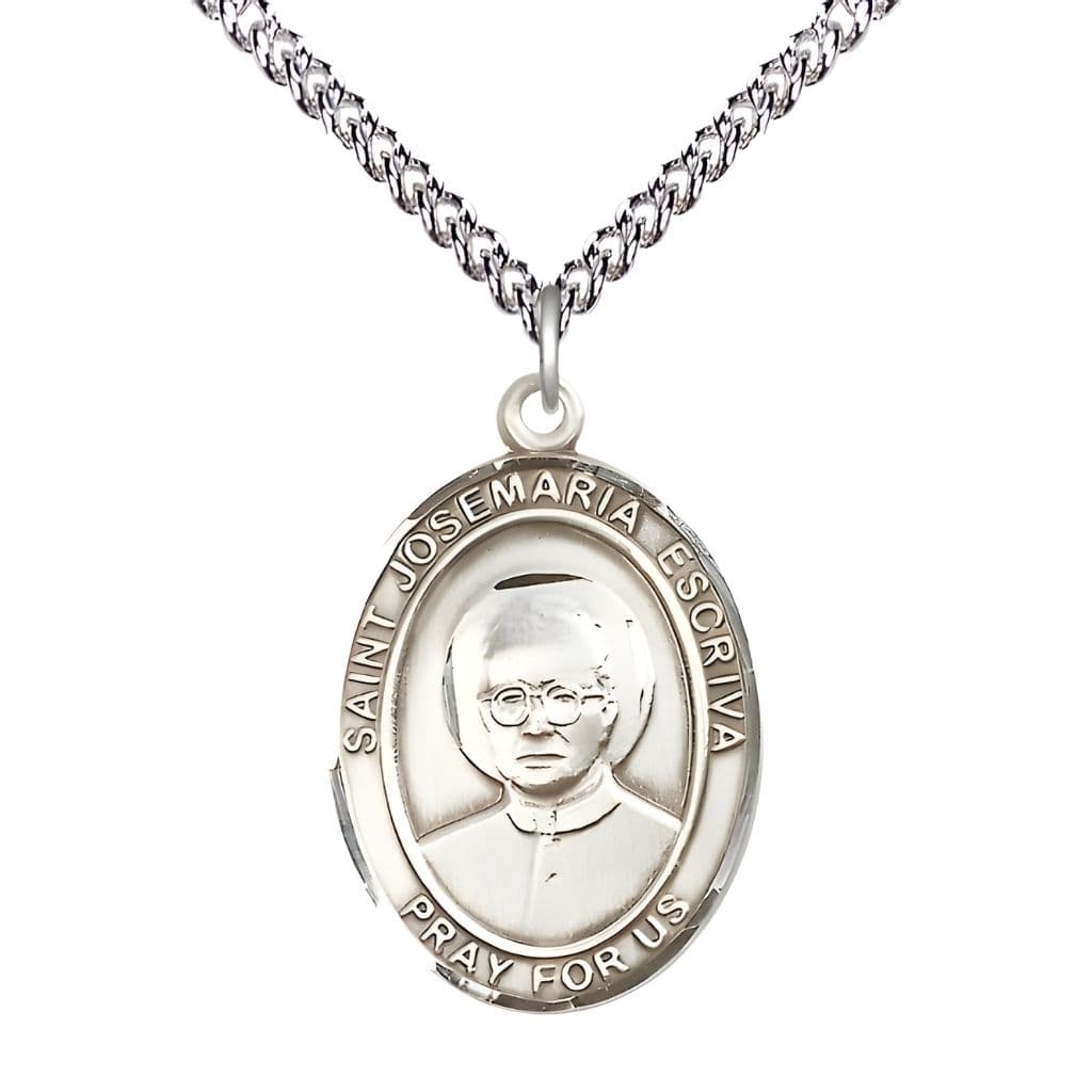 Bliss St. Josemaria Escriva Sterling Silver Oval Engravable Medal view 2