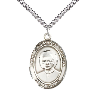 St. Josemaria Escriva Sterling Silver Oval Engravable Medal view 2, Bliss Manufacturing
