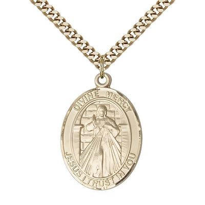 Divine Mercy Gold-Filled Large Medal Necklace with Gift Box, Bliss Manufacturing