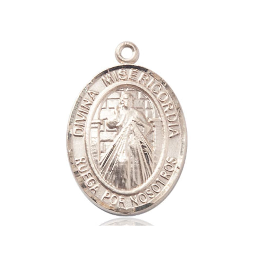 Bliss Large Spanish Divina Misericordia - Divine Mercy Medal in 14kt Gold,